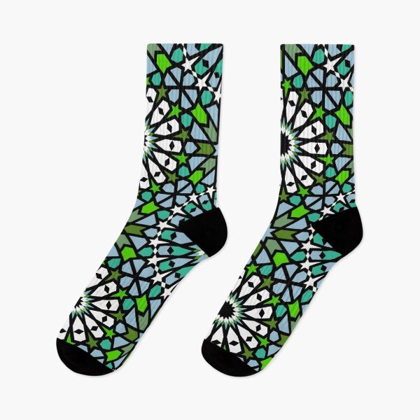Item preview, White 16-Pointed Star in Green Mosaic designed and sold by Tarjiart.