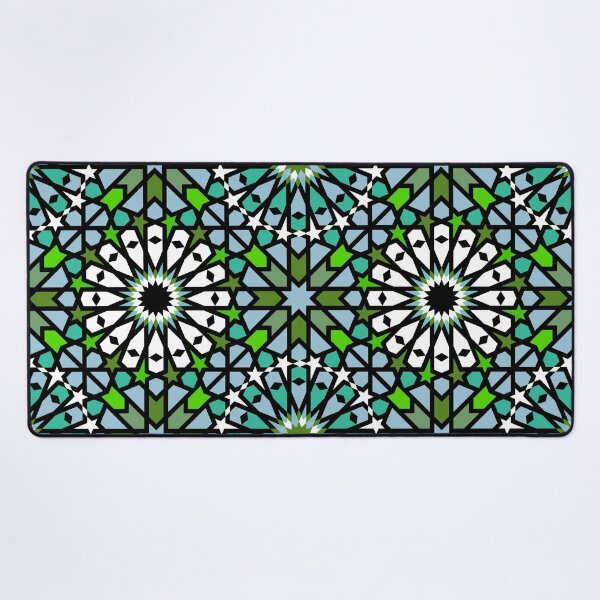 Item preview, White 16-Pointed Star in Green Mosaic designed and sold by Tarjiart.