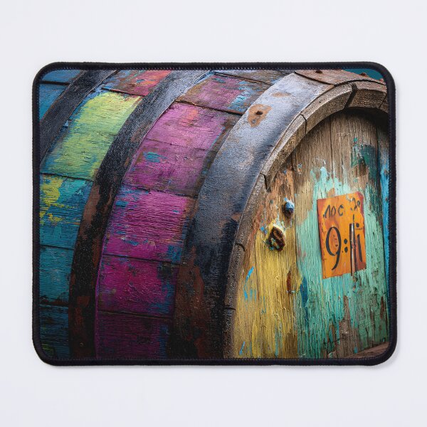 Item preview, Whiskey Barrel Reimagined - Rustic Charm Meets Bold Color Abstract AI Generated Art designed and sold by OlfactoART Studio.