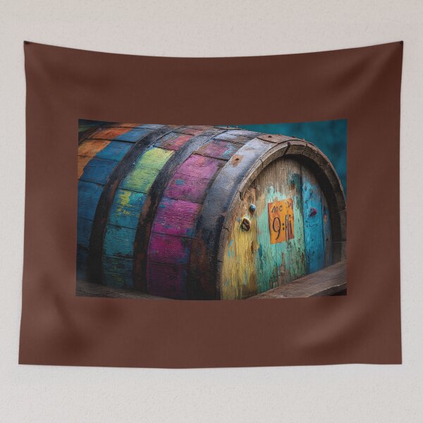 Item preview, Whiskey Barrel Reimagined - Rustic Charm Meets Bold Color Abstract AI Generated Art designed and sold by OlfactoART Studio.