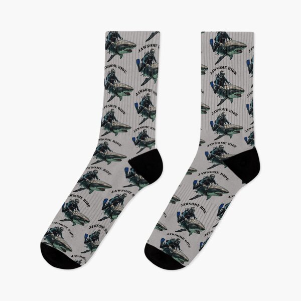 Item preview, Vintage SCUBA Diving Diver Riding a Great White Shark URM designed and sold by urmaddad.