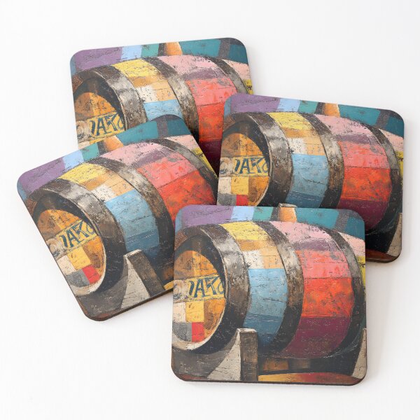 Item preview, Cubist Whisky Barrel Art - Geometric Patchwork with Bold Abstract Energy designed and sold by OlfactoART Studio.