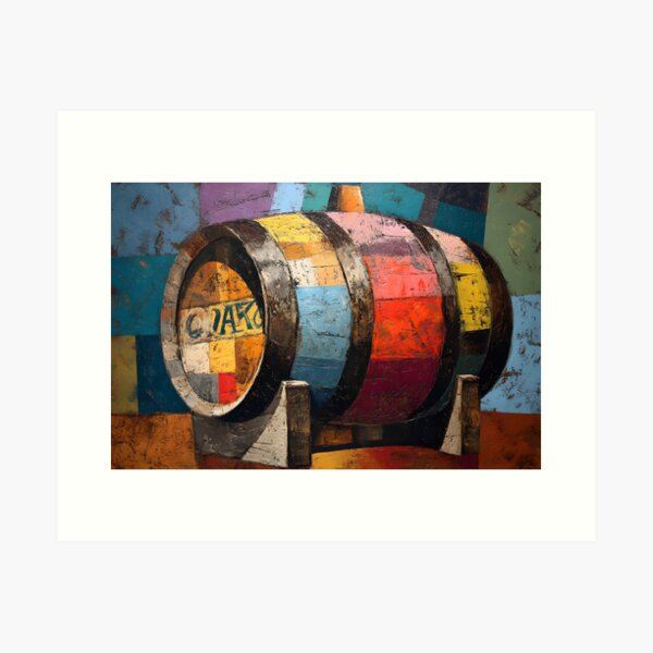 Item preview, Cubist Whisky Barrel Art - Geometric Patchwork with Bold Abstract Energy designed and sold by OlfactoART Studio.