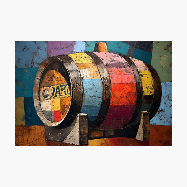 Item preview, Cubist Whisky Barrel Art - Geometric Patchwork with Bold Abstract Energy designed and sold by OlfactoART Studio.