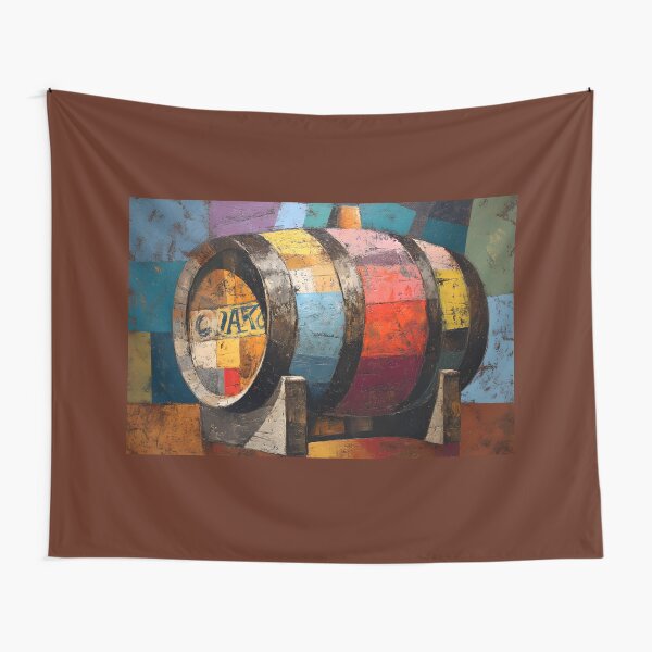Item preview, Cubist Whisky Barrel Art - Geometric Patchwork with Bold Abstract Energy designed and sold by OlfactoART Studio.