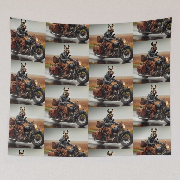 Item preview, donkey and classic motorcycle designed and sold by Dogandesighn.