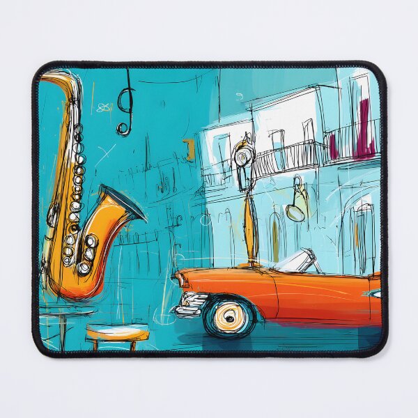 Item preview, Drive into Havana's Jazz Vibe - Oldtimer Classic Car and Saxophone Create Musical Motion designed and sold by OlfactoART Studio.