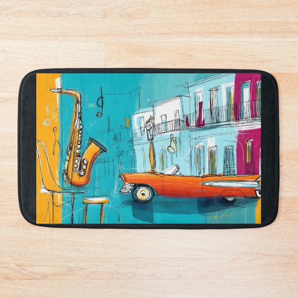 Item preview, Drive into Havana's Jazz Vibe - Oldtimer Classic Car and Saxophone Create Musical Motion designed and sold by OlfactoART Studio.