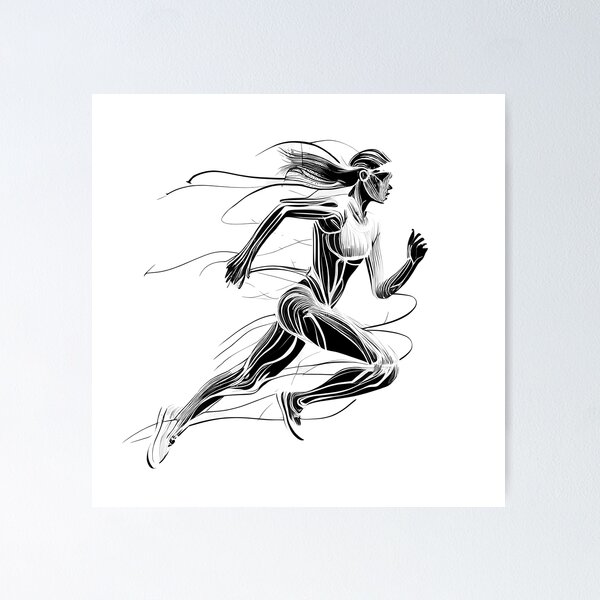Item preview, Female Runner Line Art: Power and Grace designed and sold by ShadowAndSlate.