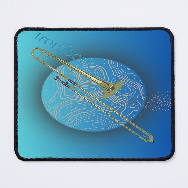 Item preview, Trombone In Gold & Turquoise designed and sold by BrightrDayMusicArt.