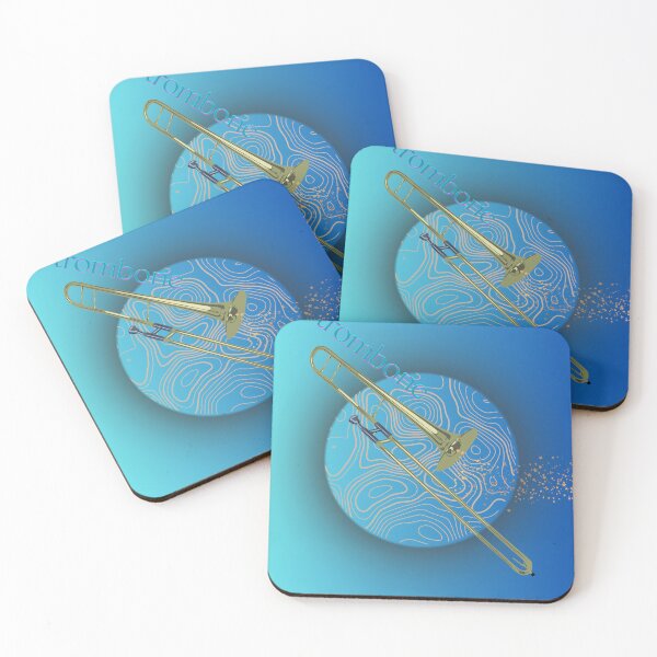 Item preview, Trombone In Gold & Turquoise designed and sold by BrightrDayMusicArt.