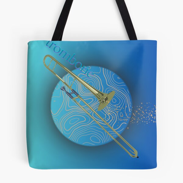 Item preview, Trombone In Gold & Turquoise designed and sold by BrightrDayMusicArt.