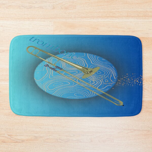 Item preview, Trombone In Gold & Turquoise designed and sold by BrightrDayMusicArt.