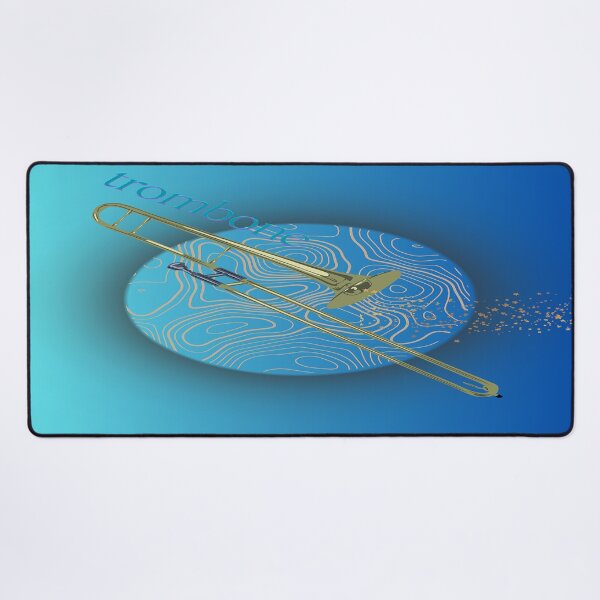 Item preview, Trombone In Gold & Turquoise designed and sold by BrightrDayMusicArt.