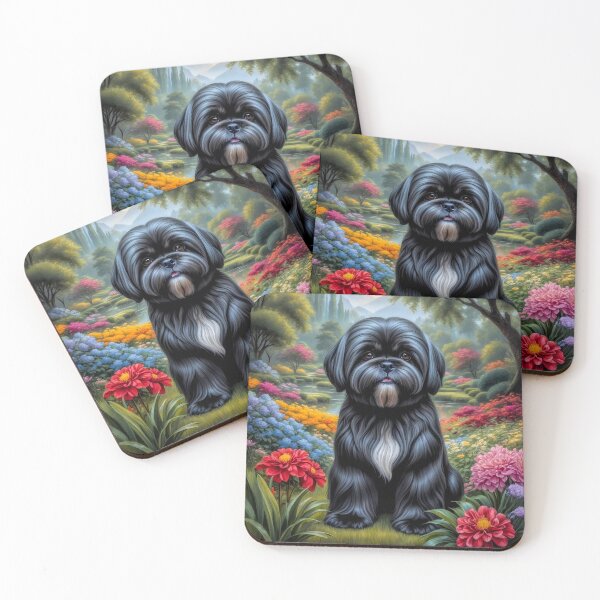Item preview, Baxter Black Lhasa Apso Dog Portrait Painting designed and sold by Heart and Soul Studio.