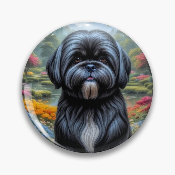 Item preview, Baxter Black Lhasa Apso Dog Portrait Painting designed and sold by Heart and Soul Studio.