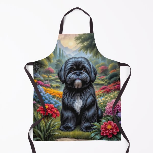 Item preview, Baxter Black Lhasa Apso Dog Portrait Painting designed and sold by Heart and Soul Studio.