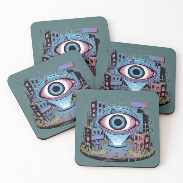 Item preview, Cyber Eye Over Ruined City Post Disaster World designed and sold by SurrealArtSzysz.