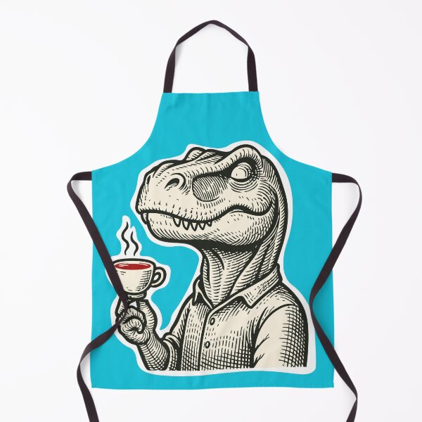 Item preview, T-Rex dinosaur with cup of tea designed and sold by Painted Planet.