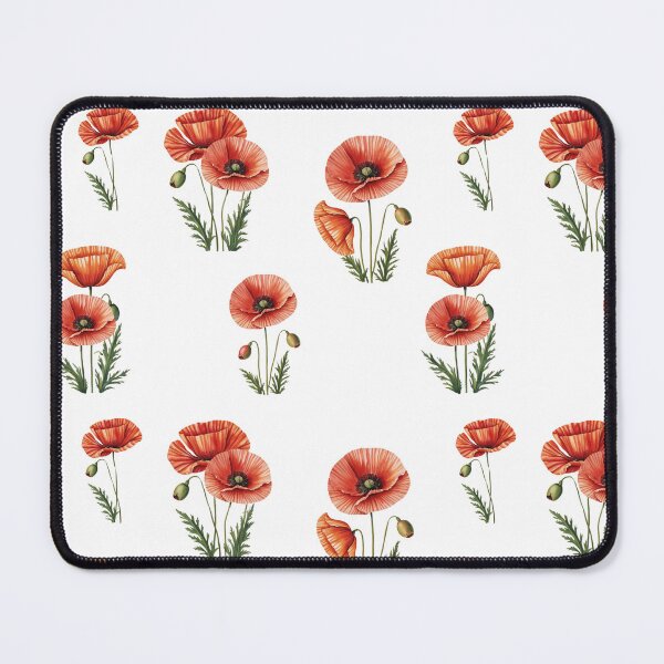Item preview, Red Poppy (Mohnblume) Floral Design – Minimalist Botanical Art with Green Leaves designed and sold by Marwamay.