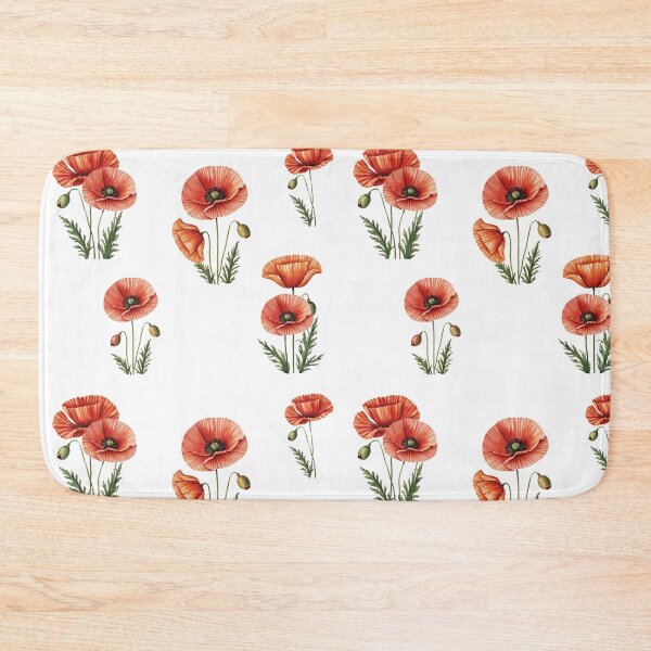 Item preview, Red Poppy (Mohnblume) Floral Design – Minimalist Botanical Art with Green Leaves designed and sold by Marwamay.