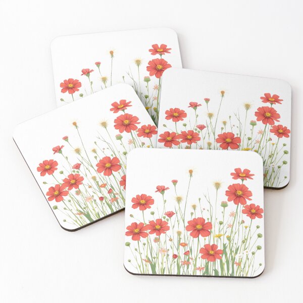 Item preview, Red Cosmos and White Daisy Wildflower Bouquet designed and sold by TwoDotsStudio.