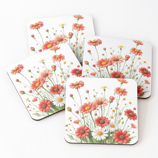 Item preview, Red Cosmos and White Daisy Wildflower Bouquet designed and sold by TwoDotsStudio.