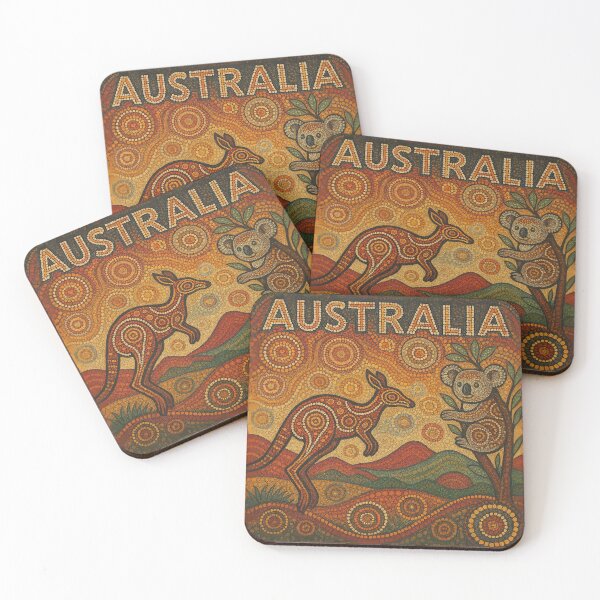 Item preview, Australia - Vibrant Aboriginal Dot Art Featuring Kangaroo & Koala designed and sold by Psycho-Crazy.