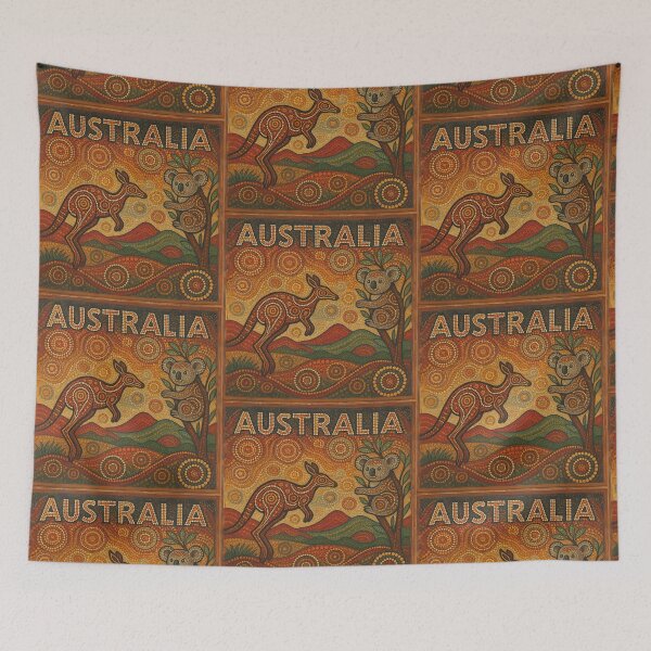 Item preview, Australia - Vibrant Aboriginal Dot Art Featuring Kangaroo & Koala designed and sold by Psycho-Crazy.