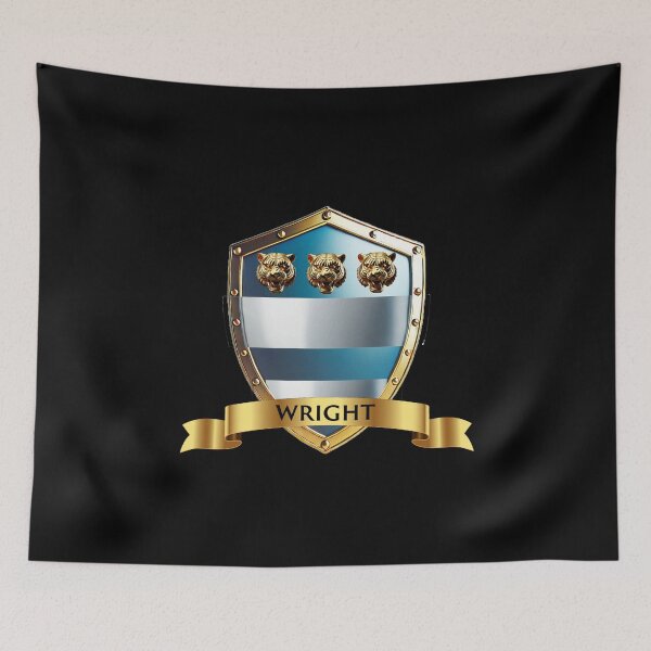 Item preview, Wright Crest Shield  Silver Bars and Tiger Heads with Bold Name Banner designed and sold by Highlandkings.