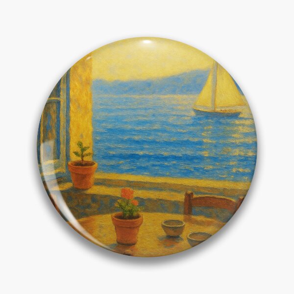Item preview, Tranquil Lake View with Sailboat – Cozy Window Oil Art Print designed and sold by BeaconMarketing.