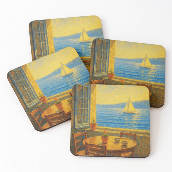 Item preview, Tranquil Lake View with Sailboat – Cozy Window Oil Art Print designed and sold by BeaconMarketing.