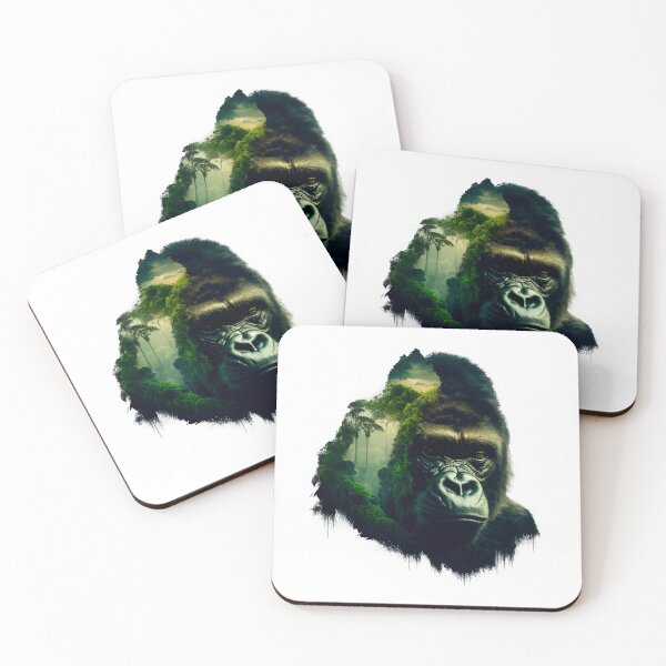 Item preview, Gorilla in Jungle: Double Exposure Art designed and sold by ShadowAndSlate.
