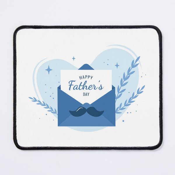 Item preview, Happy Father's Day lettering, typography design, Blue Envelope, Moustache, Stars and decorative leaves designed and sold by CHERRY--SHOP.