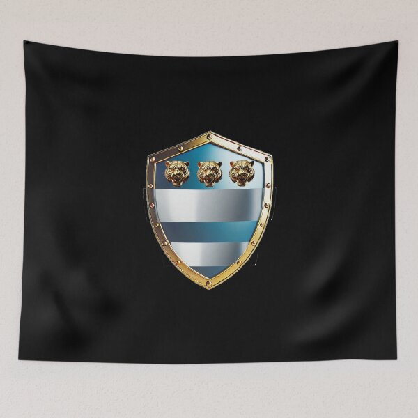Item preview, Wright Heraldic Shield  Silver Bars and Golden Tigers on Blue Field designed and sold by Highlandkings.