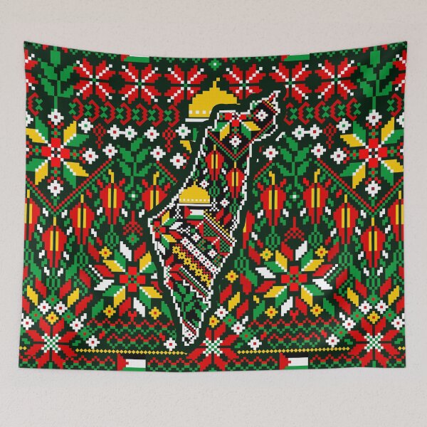 Item preview, Palestine Map Tatreez Embroidery Style designed and sold by BluedarkArt.