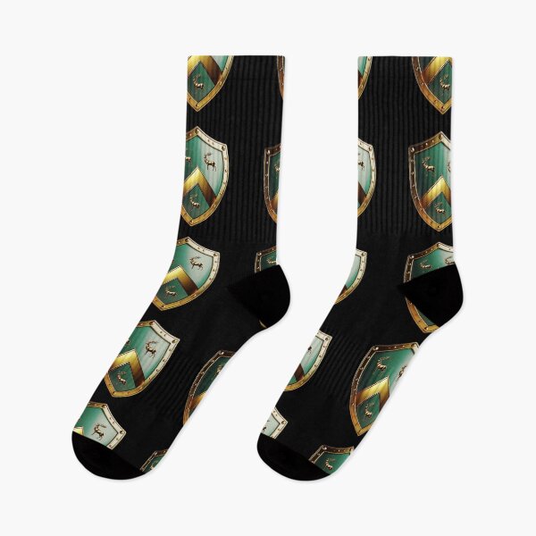 Item preview, Robinson Heraldic Shield  Golden Chevron & Stags on Green Field designed and sold by Highlandkings.