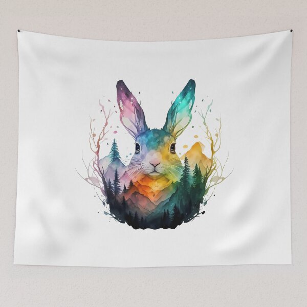 Item preview, Colorful rabbit head among the mountains designed and sold by Ann Miu Deluxe.