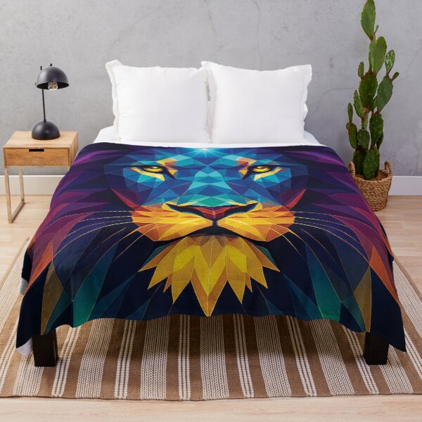 Item preview, Geometric Lion Head – Vibrant Polygonal Animal Art Design designed and sold by Gold Turtle Lina.
