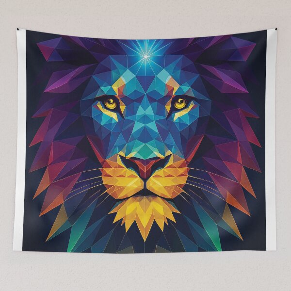 Item preview, Geometric Lion Head – Vibrant Polygonal Animal Art Design designed and sold by Gold Turtle  Lina.