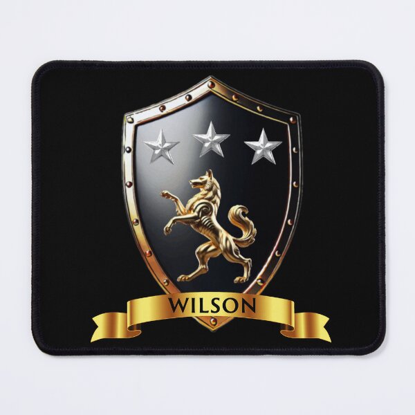 Item preview, Wilson Crest Shield Rearing Wolf & Stars with Golden Banner designed and sold by Highlandkings.