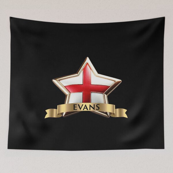 Item preview, Evans Star Crest  St George Cross with Gold Surname Banner designed and sold by Highlandkings.