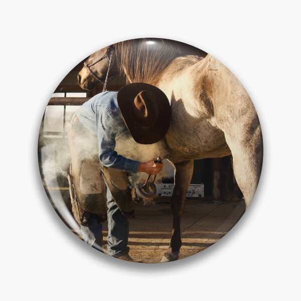 Item preview, FARRIER PUTTING THE HOT SHOE ON THE HORSE designed and sold by ImagesbyCharyn.