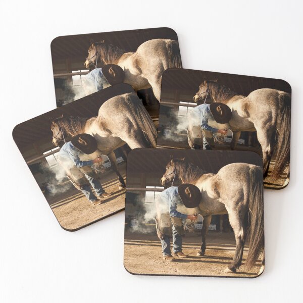 Item preview, FARRIER PUTTING THE HOT SHOE ON THE HORSE designed and sold by ImagesbyCharyn.