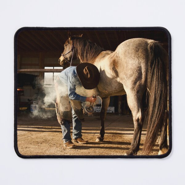 Item preview, FARRIER PUTTING THE HOT SHOE ON THE HORSE designed and sold by ImagesbyCharyn.