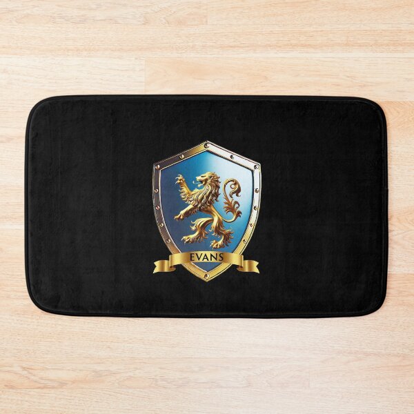 Item preview, Evans Family Crest Shield  Golden Lion with Name Banner Accent designed and sold by Highlandkings.