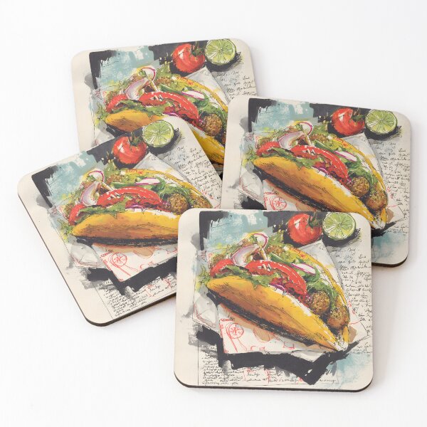 Item preview, Vibrant Falafel Sandwich with Fresh Veggies and Artistic Notes- Middle Eastern Street Food Delight designed and sold by OlfactoART Studio.