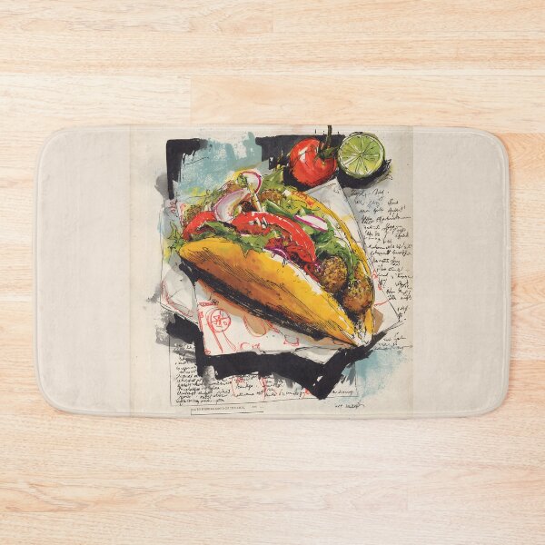 Item preview, Vibrant Falafel Sandwich with Fresh Veggies and Artistic Notes- Middle Eastern Street Food Delight designed and sold by OlfactoART Studio.