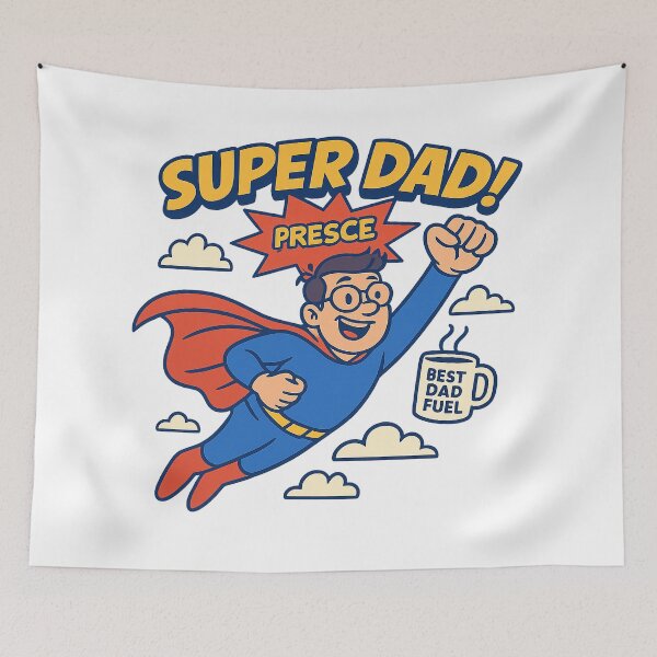 Item preview, Super Dad Flying with Coffee – Cartoon Hero Father Gift Design designed and sold by Rushurban.