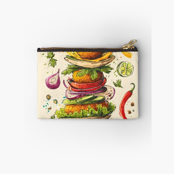 Item preview, Towering Falafel Delight with Floating Spices and Vibrant Veggies in a Playful Culinary Whirl designed and sold by OlfactoART Studio.